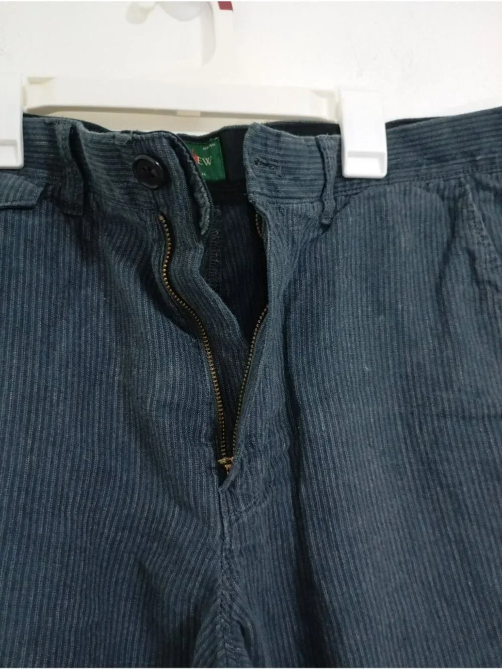 J. Crew Mens Blue Striped Linen Shorts W32 L7 Button-Zip Front